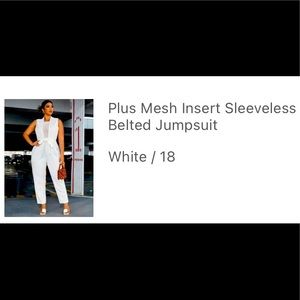White sleeveless jumpsuit belted